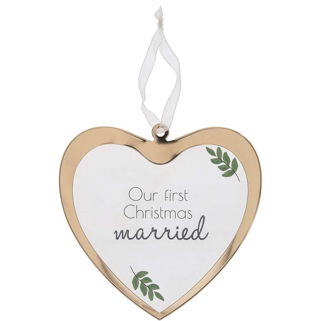First Christmas Married Glass Ornament