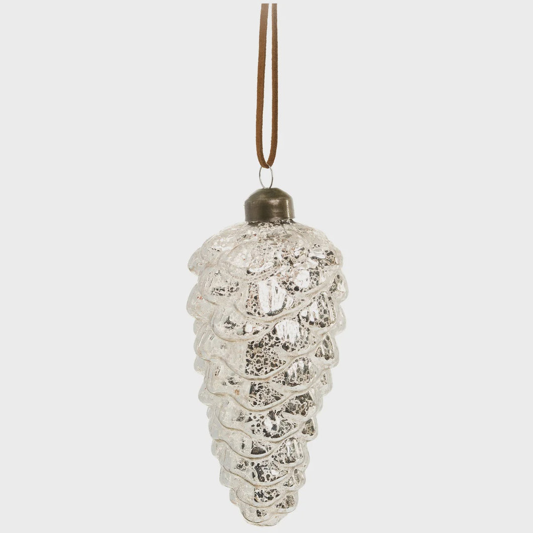 Silver Mercury Glass Pine Cone Ornament