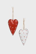 Red & White Metal Heart Ornament