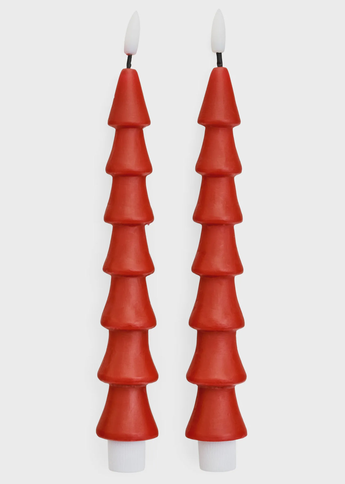 Red LED Christmas Tree Taper Candles – Set of 2