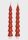 Red LED Christmas Tree Taper Candles – Set of 2