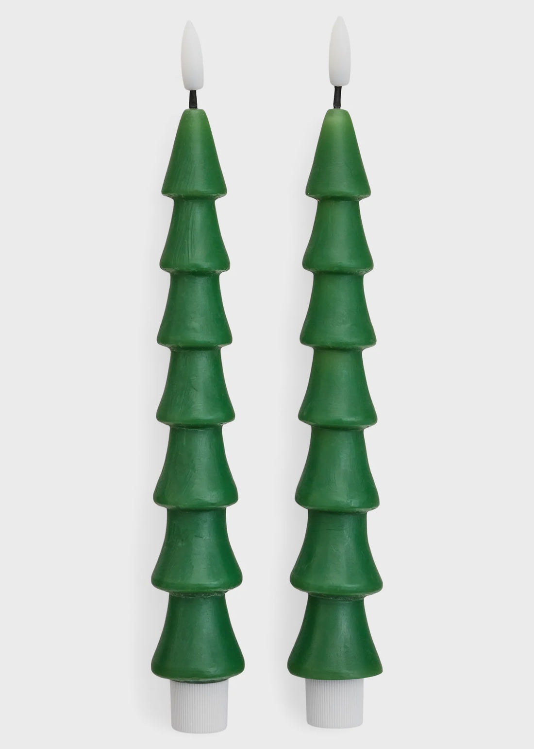 Green LED Christmas Tree Taper Candles – Set of 2