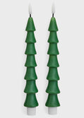 Green LED Christmas Tree Taper Candles – Set of 2