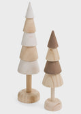 White & Natural Wood Christmas Tree – 12"