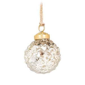 Small Silver Glass Ball Ornament