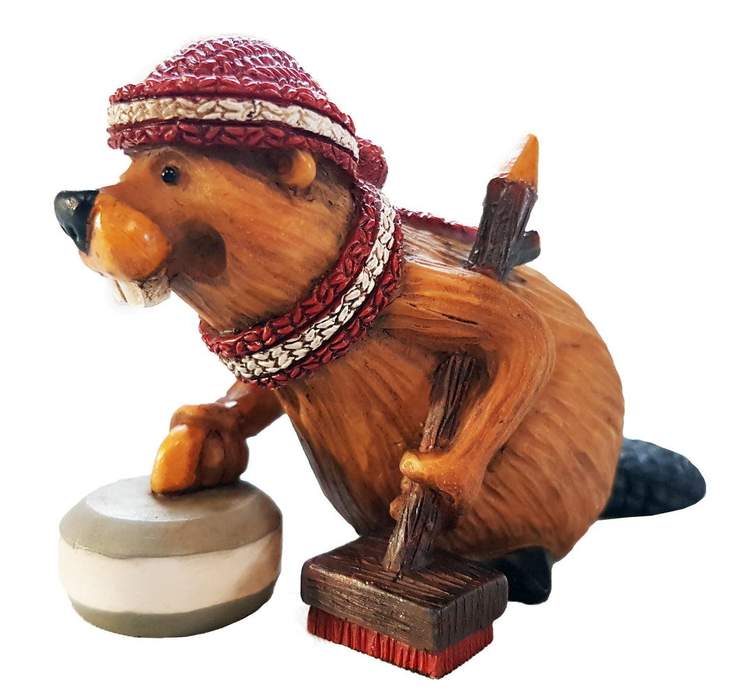Buddy The Beaver Curling Ornament
