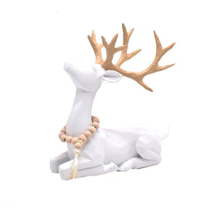 Contemporary White Carved Deer