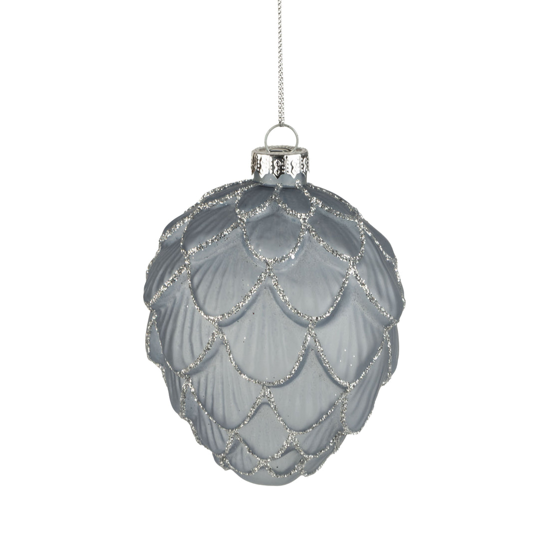 Frosted Blue Pinecone Glass Ornament