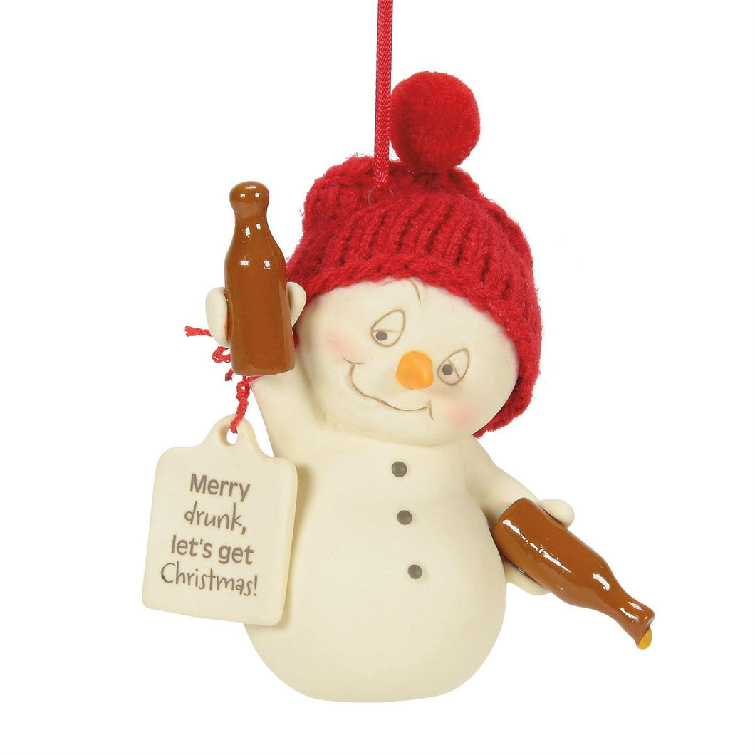 Merry Drunk Christmas Snowpinion Ornament