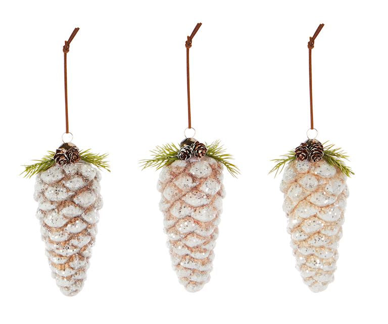 Frosted Pinecone Glass Ornament