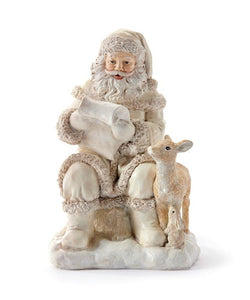 Wintry White Reading Santa