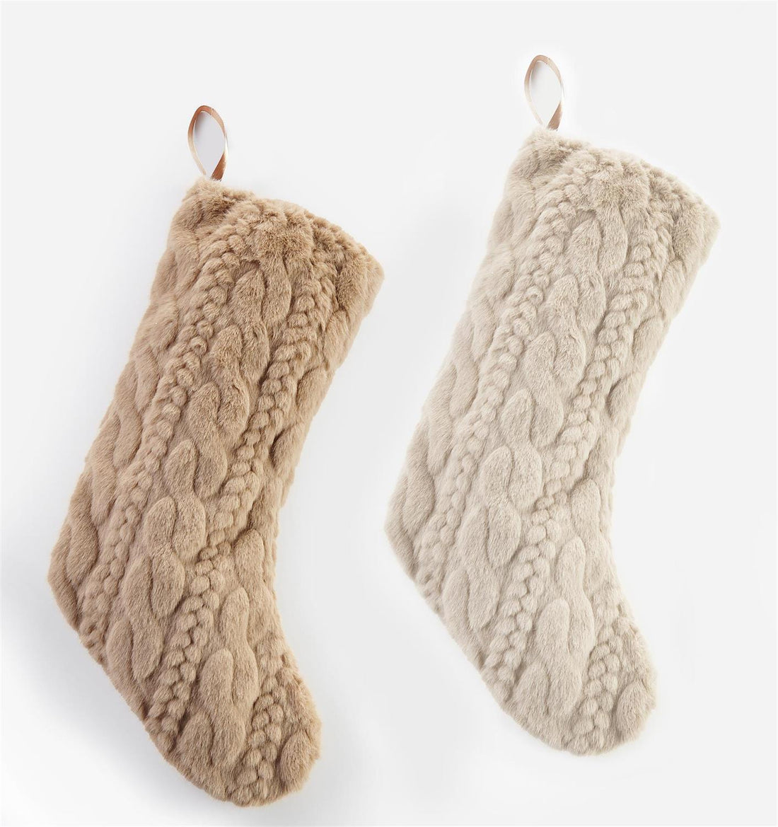 Luxe Cable-Knit Faux Fur Stocking