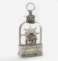 Silver Holy Family Nativity Snowglobe Lantern
