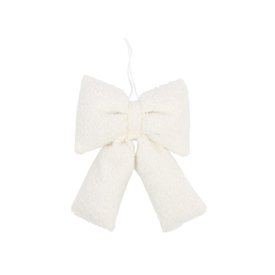 Teddy Soft Bow Ornament – Winter White