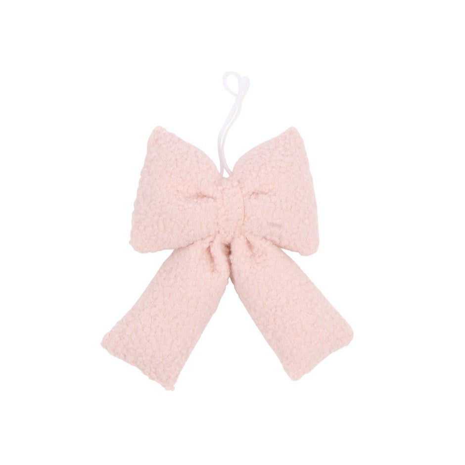 Teddy Soft Bow Ornament – Blush Pink