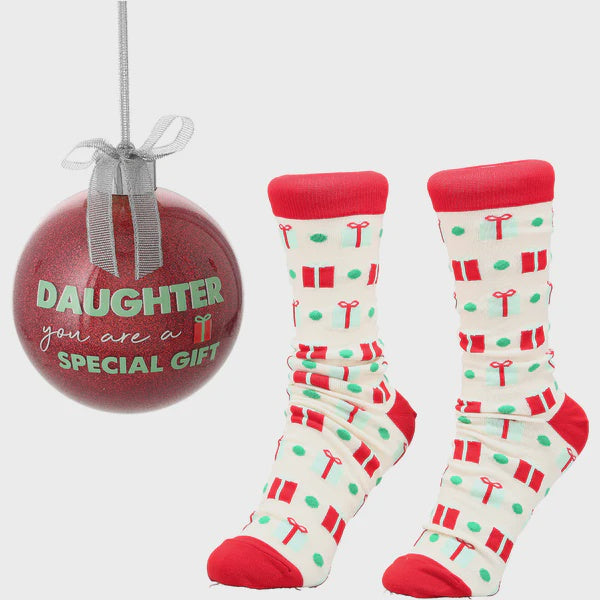 Daughter Ball Ornament With Socks Inside