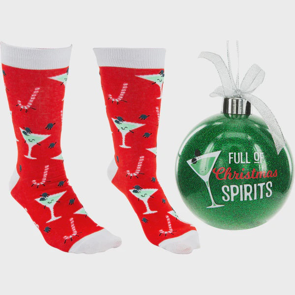 Christmas Spirits Ball Ornament With Socks Inside