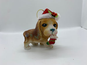 Large Dog In Festive Hat Ornament