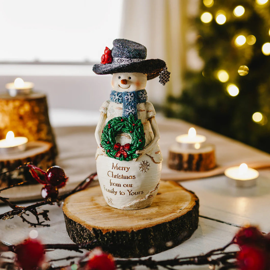 Birchhearts "Merry Christmas from Our Family to Yours" Snowman Figurine