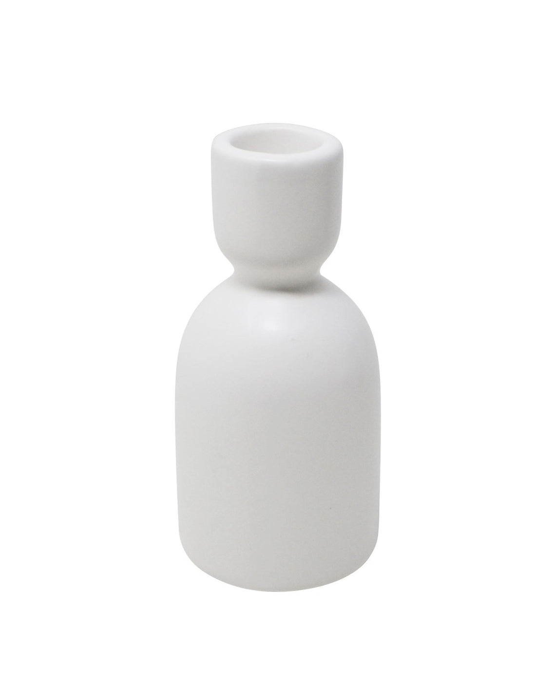 White Ceramic Candle Holder 5"