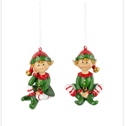 Adorable Sitting Elf Ornament