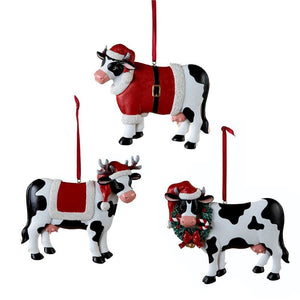 Santa Suit Cow Ornament