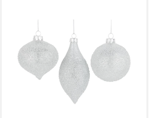 Silver Glitter Glass Ornament