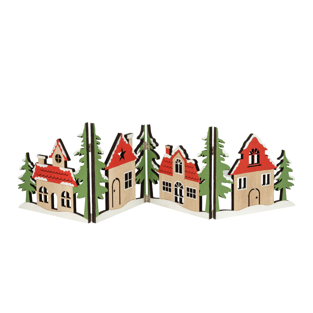 Cozy Christmas Trifold Village Backdrop