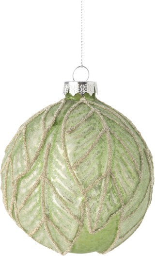 Sage & Sparkle Glass Leaf Ornament