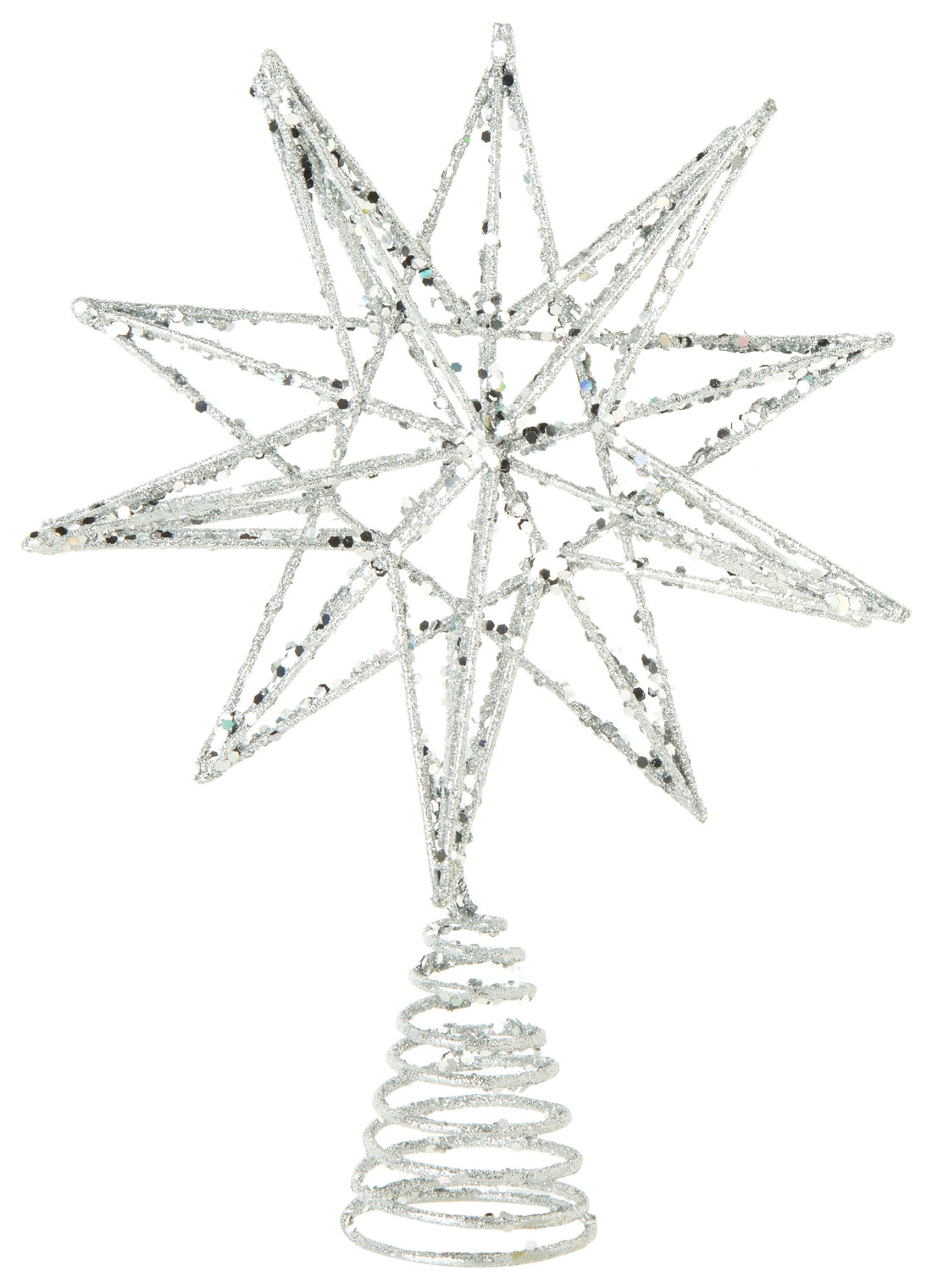 Silver Glittering Star Tree Topper
