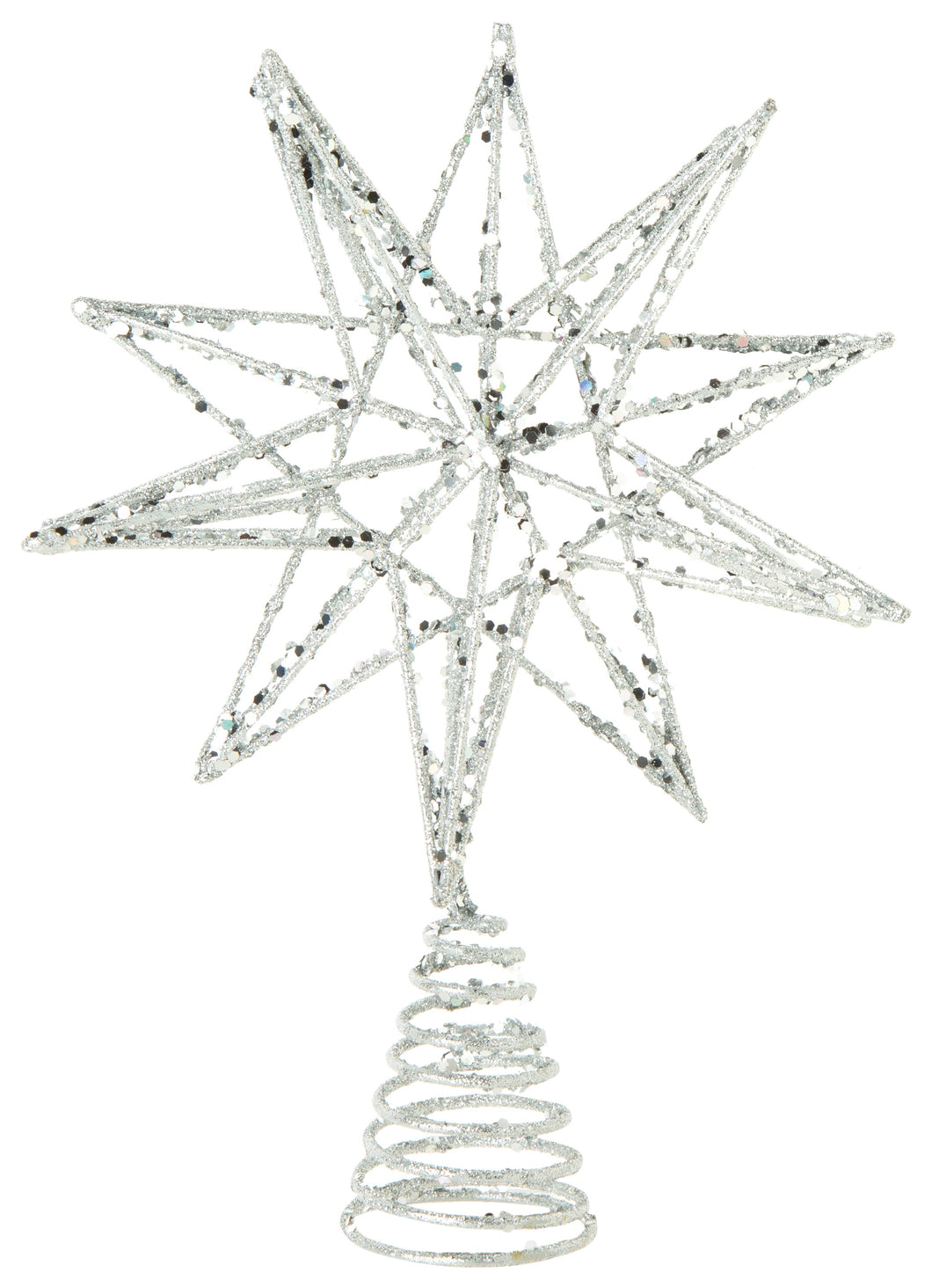 Silver Glittering Star Tree Topper