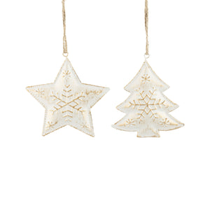 Gold Wash White Metal Snowflake Ornament