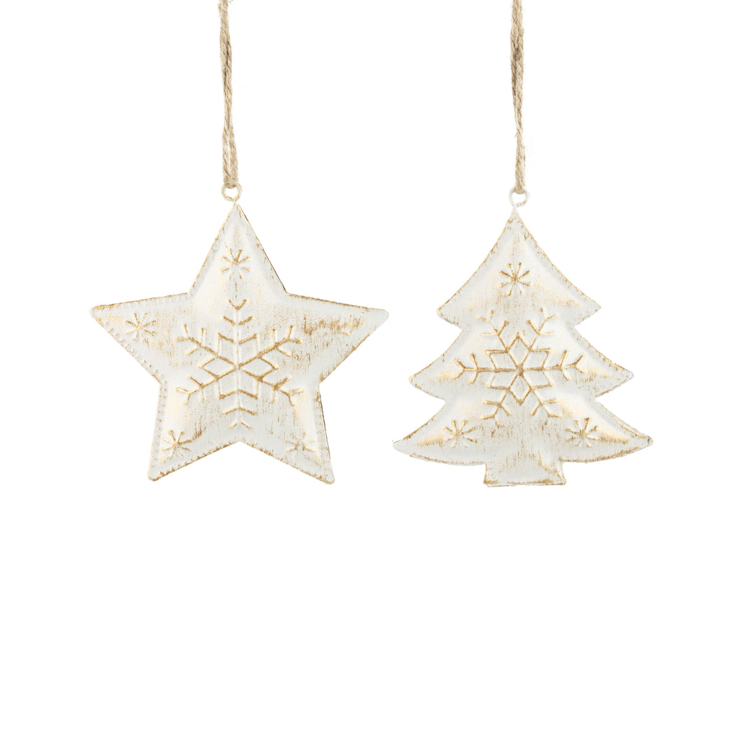 Gold Wash White Metal Snowflake Ornament