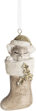 First Frost Kitten In A Stocking Ornament