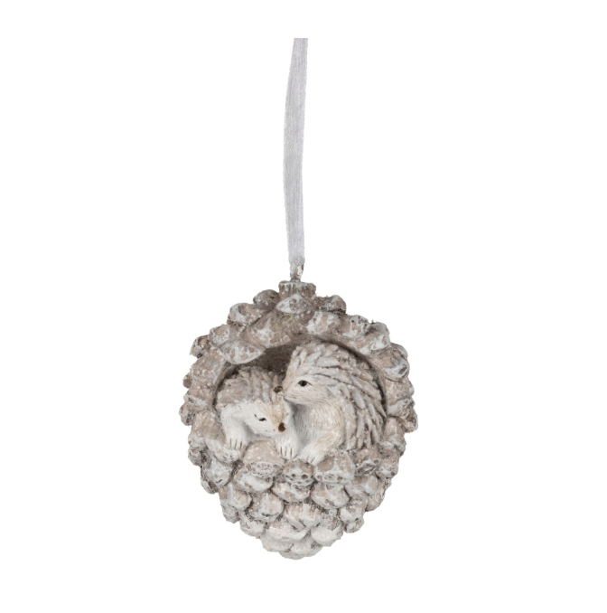 Hedgehogs in Pinecone Ornament