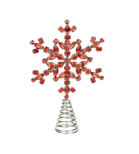Red Glass Jewel Snowflake Tree Topper