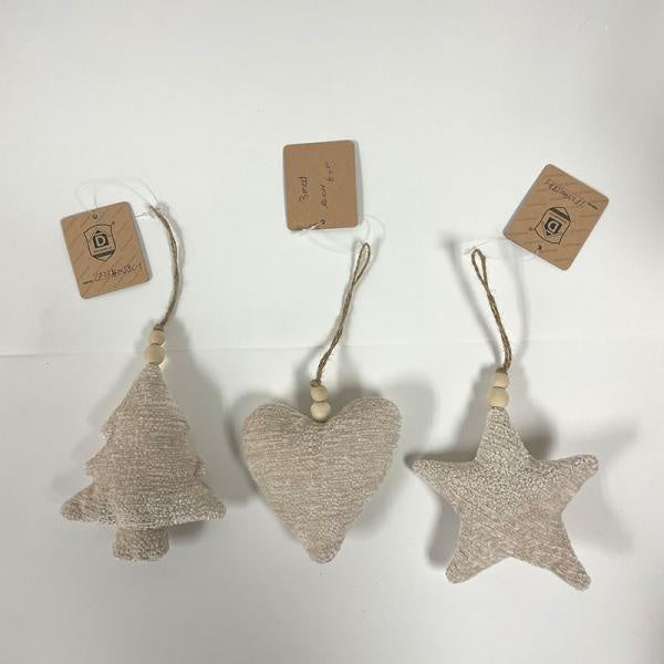 Soft Cream Velour Ornament