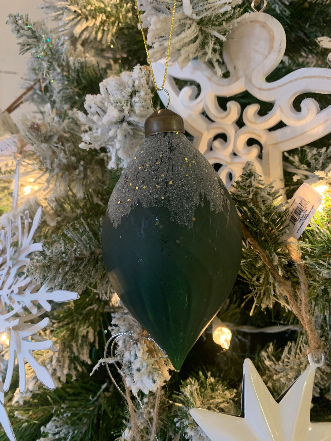 Dark Green Frosted Finial Ornament