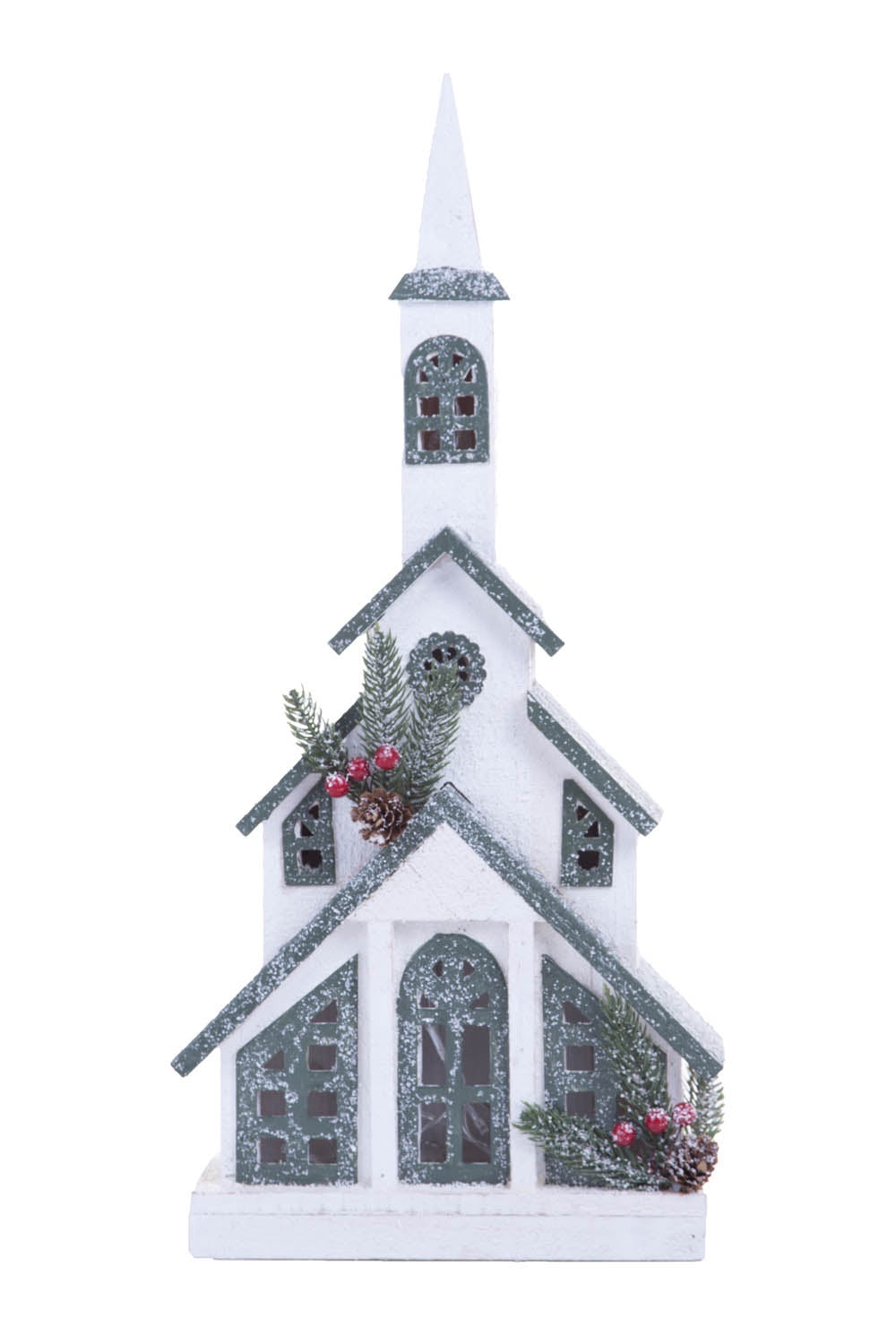 Green & White Wooden Church