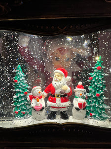 Bronze Santa w Snowmen Lantern Snowglobe