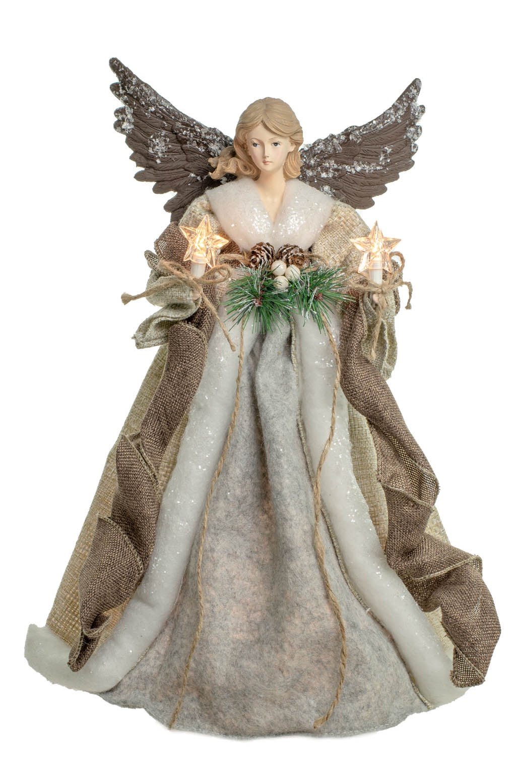 Large Light-Up Woodland Angel Tree Topper – 17"