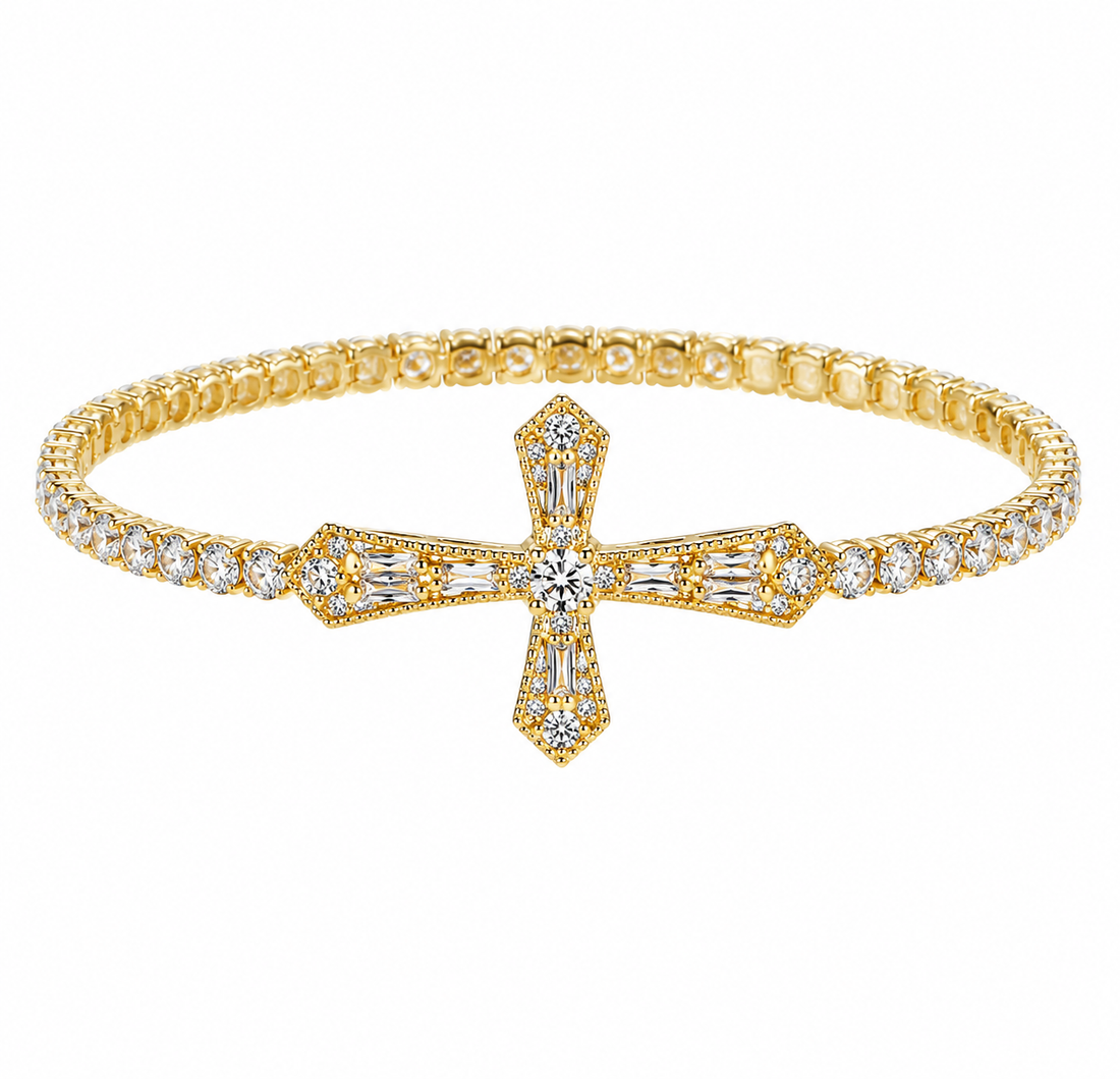 Sparkling Cross Adjustable Bracelet