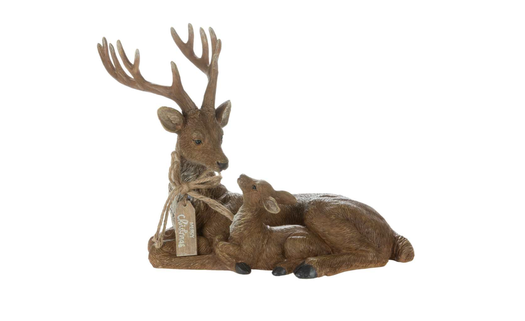 Large Laying Deer & Fawn