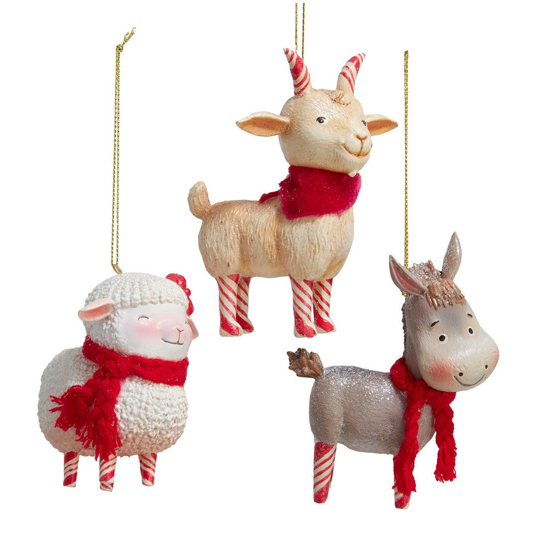 Candy Cane Farm Animal Ornament