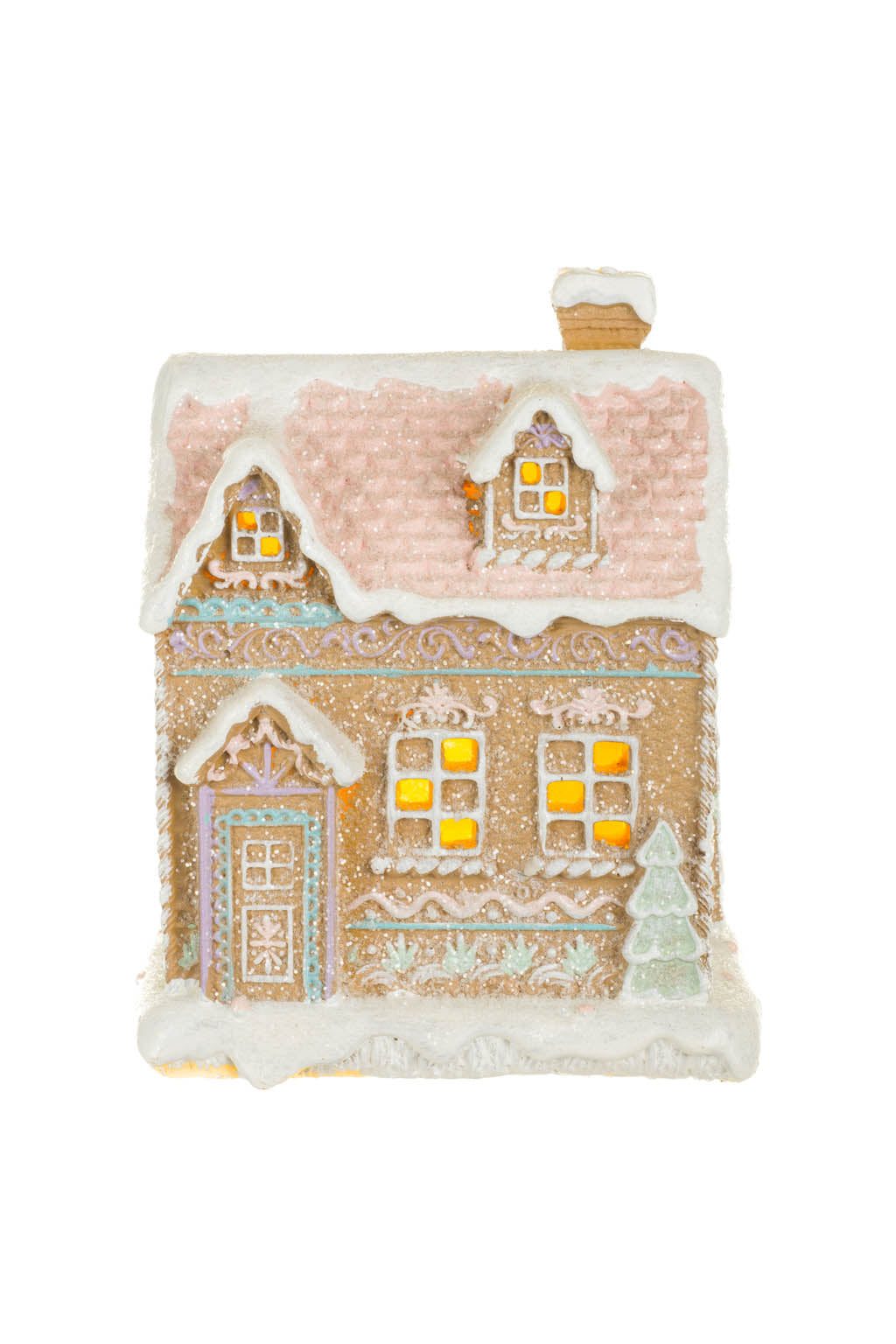 LED Sugarplum Pink Gingerbread House – 6"