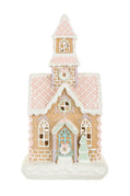 LED Sugarplum Pink Gingerbread Church