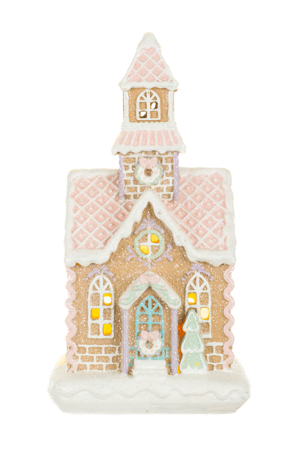 LED Sugarplum Pink Gingerbread Church