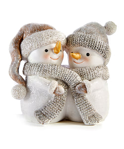 Frosted Snowman Couple Figure
