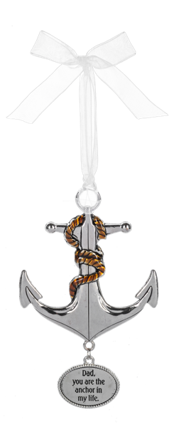 Dad Silver Anchor Ornament