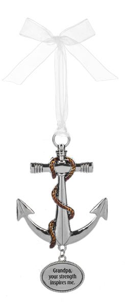 Grandpa Silver Anchor Ornament